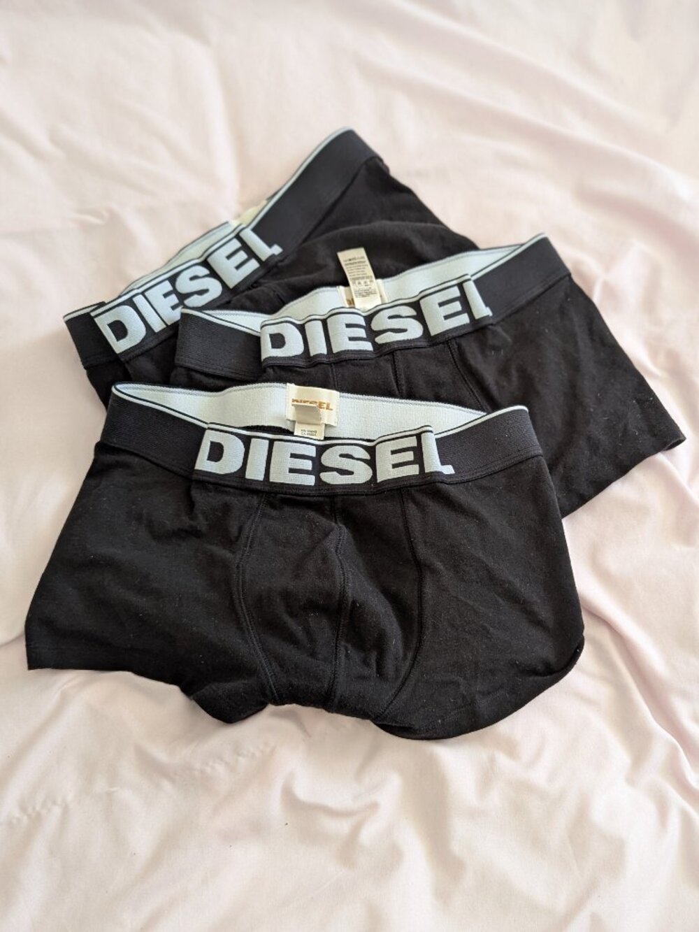 Diesel Black Logo Waistband Boxer Briefs 3-Pack S